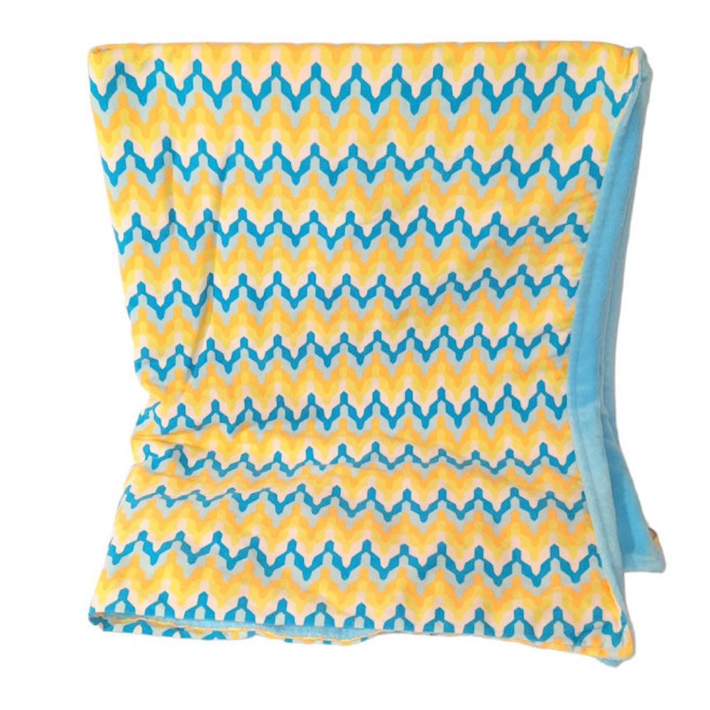 Trend Lab Blue Yellow Baby Lovey Security Blanket 39" X 28"